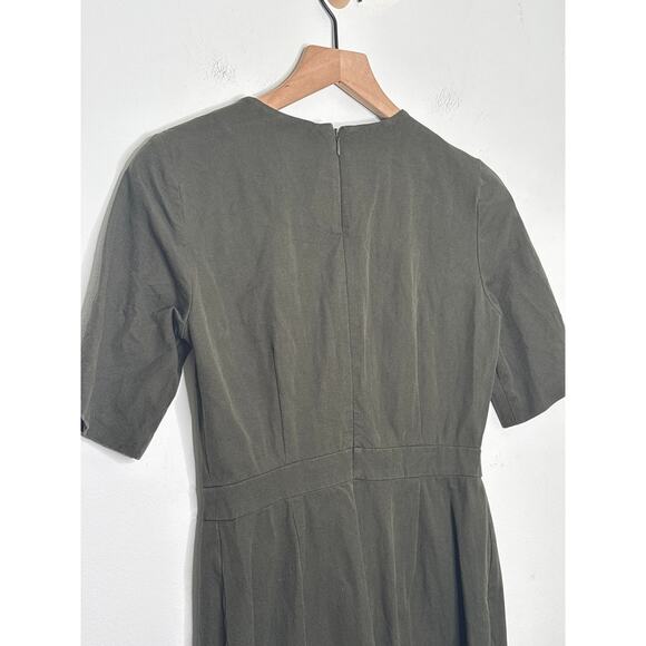 Banana Republic Bi Stretch Short Sleeve Sheath Dress Size 2 Olive Green Bodycon - Picture 9 of 10